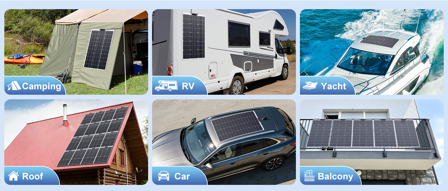 High Efficiency HPBC Cells Flexible Solar Panel For Balcony,Marine,Boating....