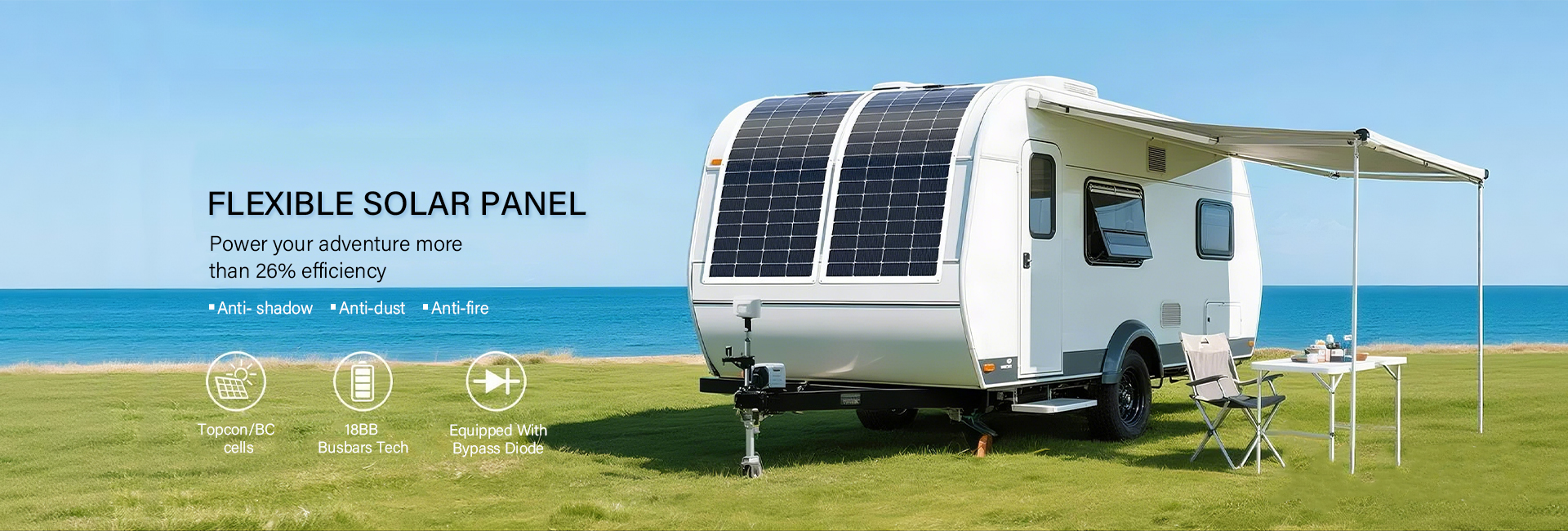 High Efficiency HPBC Cells Flexible Solar Panel For Balcony,Marine,Boating....